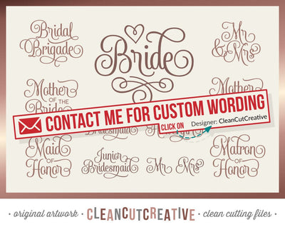 Bridal Party - Wedding Party - SET of 11 - SVG craft files SVG CleanCutCreative 