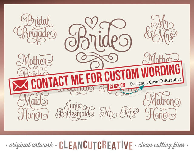 Bridal Party - Wedding Party - SET of 11 - SVG craft files SVG CleanCutCreative 