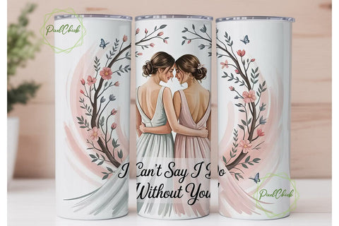 Bride and Bridesmaid 20oz Tumbler Wrap Sublimation PixelChick 