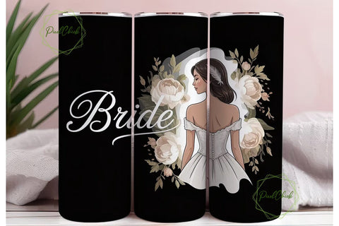 Bride Floral Tumbler Wrap Sublimation PixelChick 