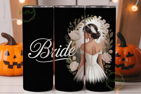 Bride Floral Tumbler Wrap Sublimation PixelChick 