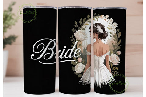 Bride Floral Tumbler Wrap Sublimation PixelChick 