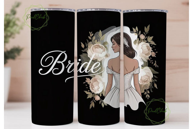 Bride Floral Tumbler Wrap Sublimation PixelChick 