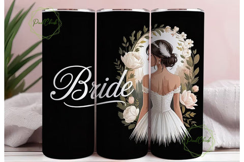 Bride Floral Tumbler Wrap Sublimation PixelChick 
