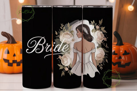Bride Floral Tumbler Wrap Sublimation PixelChick 