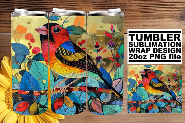Bright and Cheerful Birdy Tumbler Wrap - 20oz Sublimation Sublimation afrosvg 