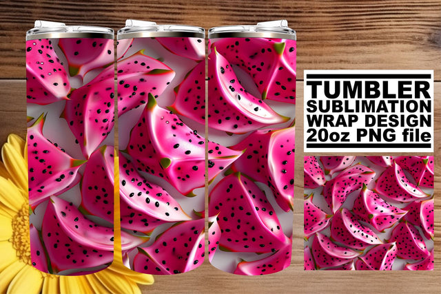 Bright and Fresh Fruit Patterned Tumbler Wrap Sublimation Design Sublimation afrosvg 