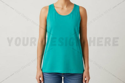 Bright blue sleeveless tank top Mock Up Photo Regulrcrative 