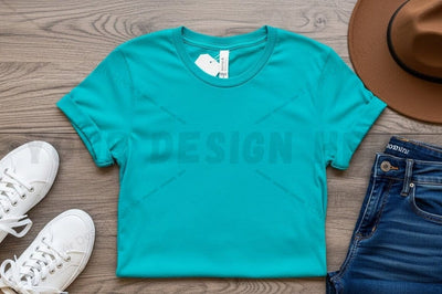 Bright blue t-shirt mockup design Mock Up Photo Regulrcrative 