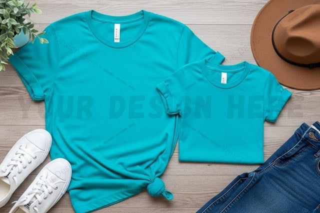 Bright blue t-shirt mockup design Mock Up Photo Regulrcrative 