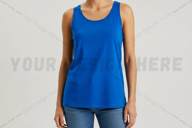 Bright blue women's tank top Mock Up Photo Regulrcrative 