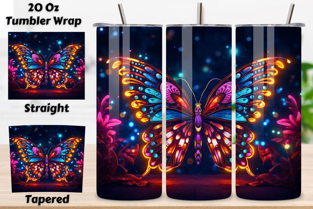 Bright Butterfly Tumbler Wrap, Sublimation PNG design, Colorful Butterfly Tumbler Wrap, Sublimation PNG design Sublimation FloridPrintables 