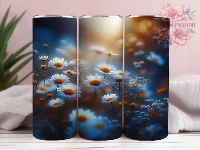 Bright Cheerful Daisy Tumbler, Bright Flower Pattern, Cute Blossom Design, 20Oz Sublimation Wrap, Cheerful Daisy Art, Nature Floral Texture, Tumbler Sublimation Sublimation Li Zamperini 