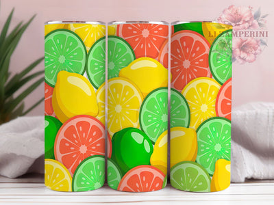 Bright Citrus Summer Tumbler Wrap, Fruit Tumbler Design, Seamless Tumbler Wrap, Lemon Lime Orange Tumbler, Summer Tumbler Sublimation, Bright Color Tumbler Wrap, 20oz Skinny Citrus Sublimation Li Zamperini 