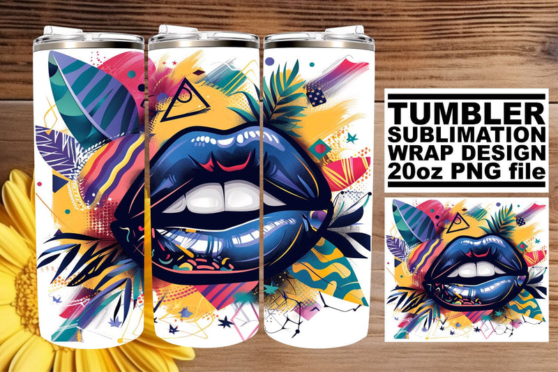 Bright Colorful Lips Design for Tumblers – 20oz Sublimation Wrap Sublimation afrosvg 
