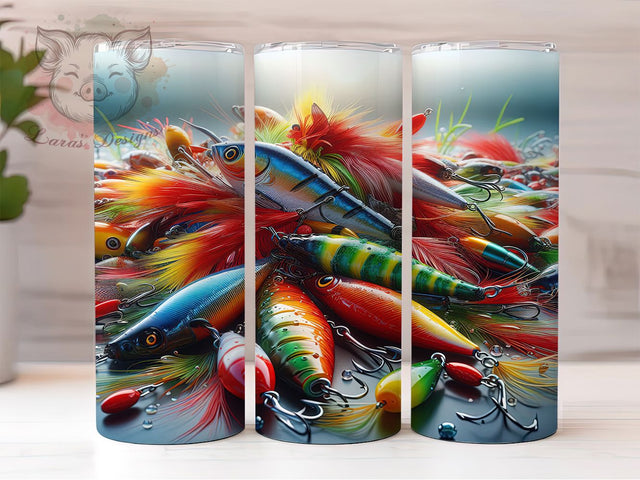 Bright Fishing Lures Tumbler, Angler Tumbler Design, 20oz Tumbler Wrap, Sublimation Design, Outdoor Sports Gift, Bright Fishing Tumbler, Fisherman Wrap Sublimation Lara' s Designs 