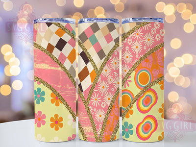 Bright & Funky Groovy Flower Tumbler, 70s Retro Design, Psychedelic Sublimation, Hippie Flower Wrap, Vintage Flower Tumbler, Peace Love Flowers, DIY Retro Tumbler Sublimation SvggirlplusArt 