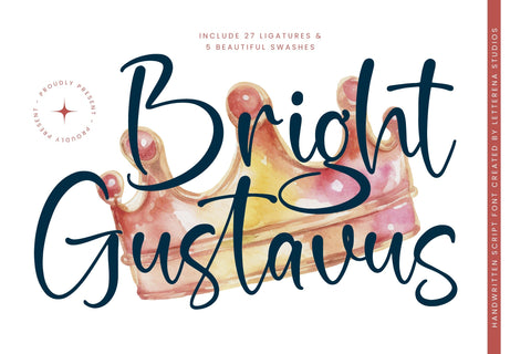 Bright Gustavus - Handwritten Script Font Font Letterena Studios 