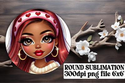 Bright keychain designs, perfect for round PNG sublimation! , Love Girl Sublimation afrosvg 