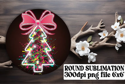 Bright keychain designs, perfect for round PNG sublimation! , Neon Xmas Sublimation afrosvg 