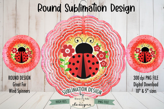 Bright Ladybug Wind Spinner Sublimation Design Sublimation Ewe-N-Me Designs 