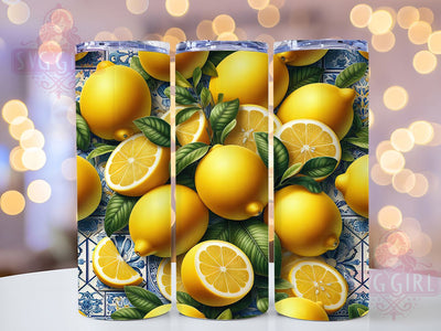 Bright Lemon Summer 20oz Tumbler, Bright Yellow Fruit Art, Cheerful Citrus Illustration, Sublimation Tumbler Wrap, 20oz Tumbler, Fresh Summer Gift, Vibrant Tropical Style Sublimation SvggirlplusArt 