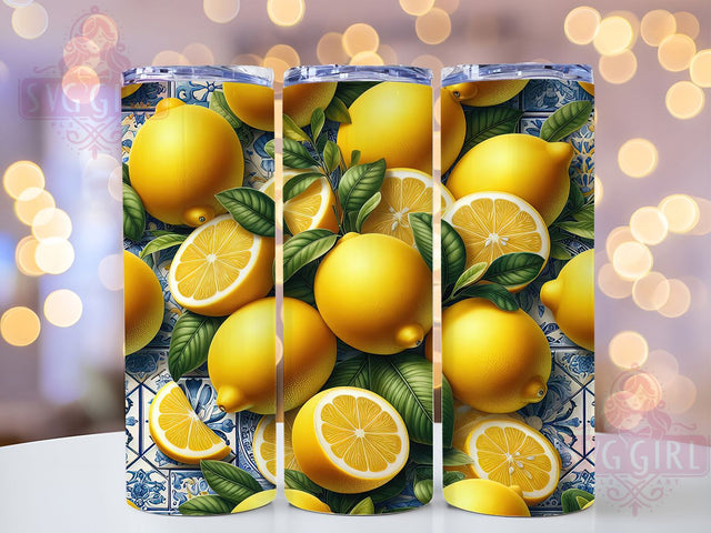 Bright Lemon Summer 20oz Tumbler, Bright Yellow Fruit Art, Cheerful Citrus Illustration, Sublimation Tumbler Wrap, 20oz Tumbler, Fresh Summer Gift, Vibrant Tropical Style Sublimation SvggirlplusArt 