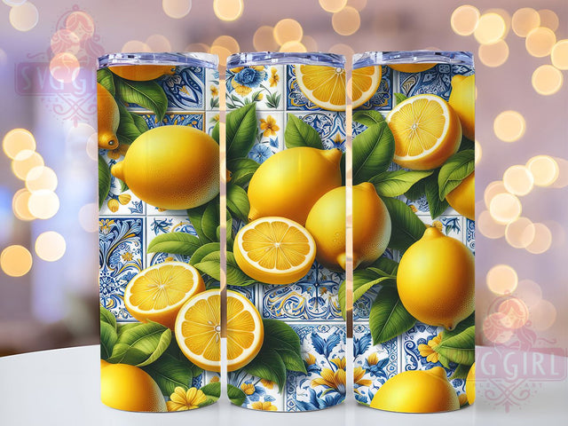 Bright Lemon Summer 20oz Tumbler, Bright Yellow Fruit Art, Cheerful Citrus Illustration, Sublimation Tumbler Wrap, 20oz Tumbler, Fresh Summer Gift, Vibrant Tropical Style Sublimation SvggirlplusArt 