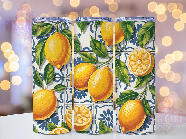 Bright Lemon Summer 20oz Tumbler, Bright Yellow Fruit Art, Cheerful Citrus Illustration, Sublimation Tumbler Wrap, 20oz Tumbler, Fresh Summer Gift, Vibrant Tropical Style Sublimation SvggirlplusArt 