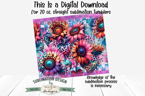 Bright Leopard Sunflowers 20 oz Seamless Sublimation Tumbler Sublimation Ewe-N-Me Designs 