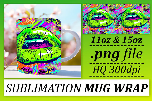 Bright Lips Mug Design PNG Sublimation afrosvg 