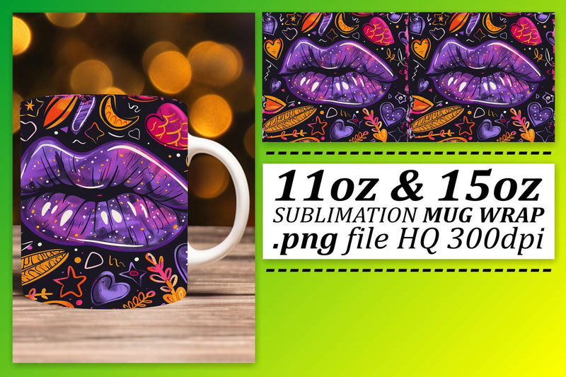 Bright Lips Mug PNG Design Sublimation afrosvg 