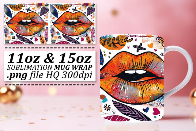 Bright Lips Mug Wrap Artwork Sublimation afrosvg 