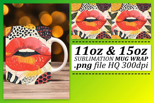 Bright Lips Mug Wrap Design Sublimation afrosvg 