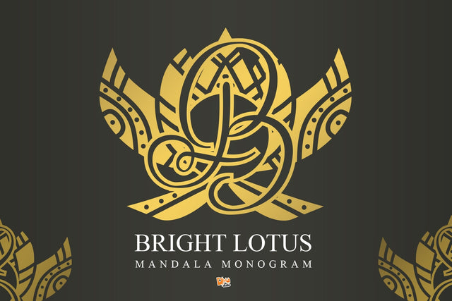 Bright Lotus Mandala Monogram Font Dm Letter Studio 
