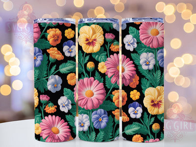 Bright Neon Floral Tumbler, Seamless Flower Tumbler, Bright Neon Wrap, Whimsical Floral Wrap, Colorful Neon Wrap, Sublimation Design, Trendy Gift Idea Sublimation SvggirlplusArt 