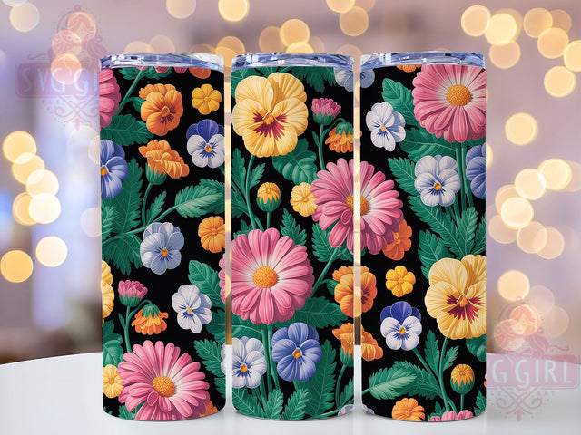 Bright Neon Floral Tumbler, Seamless Flower Tumbler, Bright Neon Wrap, Whimsical Floral Wrap, Colorful Neon Wrap, Sublimation Design, Trendy Gift Idea Sublimation SvggirlplusArt 