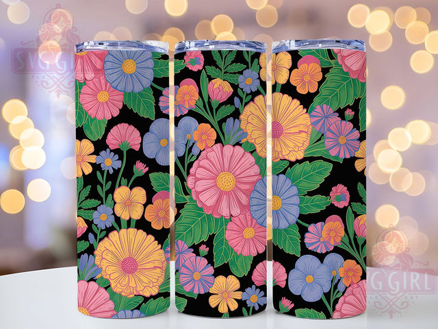 Bright Neon Floral Tumbler, Seamless Flower Tumbler, Bright Neon Wrap, Whimsical Floral Wrap, Colorful Neon Wrap, Sublimation Design, Trendy Gift Idea Sublimation SvggirlplusArt 