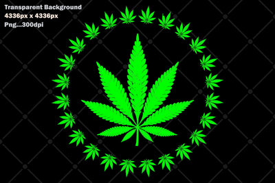 Bright Neon Green Cannabis Leaf Ring Sublimation Karma Genie Graphics 