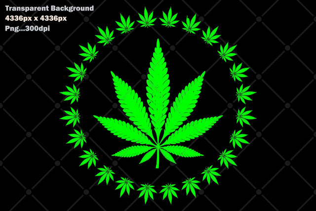 Bright Neon Green Cannabis Leaf Ring Sublimation Karma Genie Graphics 