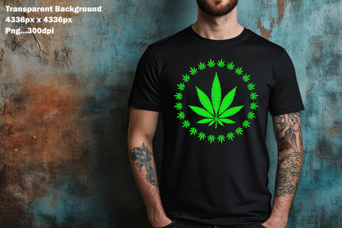 Bright Neon Green Cannabis Leaf Ring Sublimation Karma Genie Graphics 