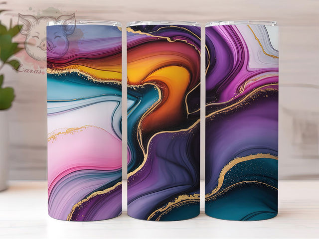 Bright Neon Rainbow Marble Tumbler, Vibrant Rainbow Wrap, 20oz Tumbler Sublimation, Bright Psychedelic Design, Electric Color Tumbler, Trippy Marble Wrap, Rainbow Glow Sublimation Sublimation Lara' s Designs 