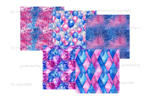 Bright New Year Digital Paper | Celebration Seamless Pattern Digital Pattern GlamArtZhanna 