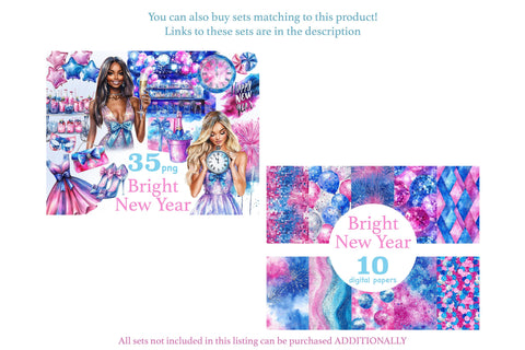 Bright New Year Digital Paper | Celebration Seamless Pattern Digital Pattern GlamArtZhanna 