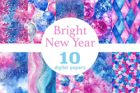 Bright New Year Digital Paper | Celebration Seamless Pattern Digital Pattern GlamArtZhanna 