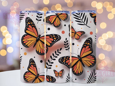 Bright Orange Monarch 20oz Tumbler, Colorful Orange Cup Wrap, Inflated Butterfly Design, Sublimation Tumbler Wrap, 20Oz Tumbler Wrap, Bright Butterfly Cup, Nature Inspired Tumbler Sublimation SvggirlplusArt 