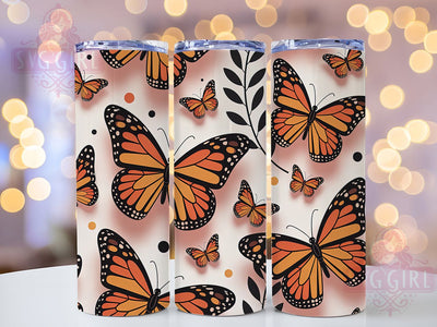 Bright Orange Monarch 20oz Tumbler, Colorful Orange Cup Wrap, Inflated Butterfly Design, Sublimation Tumbler Wrap, 20Oz Tumbler Wrap, Bright Butterfly Cup, Nature Inspired Tumbler Sublimation SvggirlplusArt 