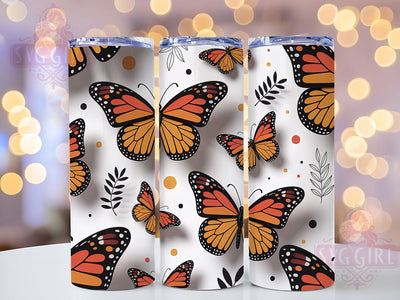 Bright Orange Monarch 20oz Tumbler, Colorful Orange Cup Wrap, Inflated Butterfly Design, Sublimation Tumbler Wrap, 20Oz Tumbler Wrap, Bright Butterfly Cup, Nature Inspired Tumbler Sublimation SvggirlplusArt 