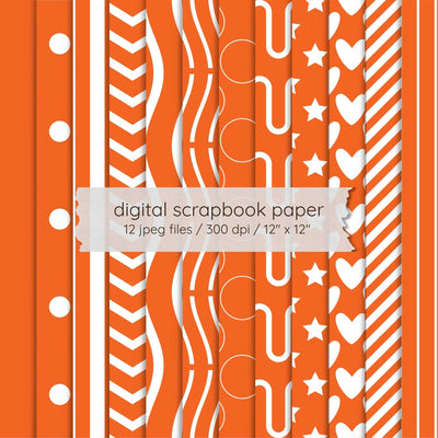 Bright Orange Seamless Patterns - 12x12 Digital Paper Pack for Sublimation, Tumbler Wraps & Scrapbooking - 12 Printable JPEGs, 300 DPI Digital Pattern LKM DigiDesigns 
