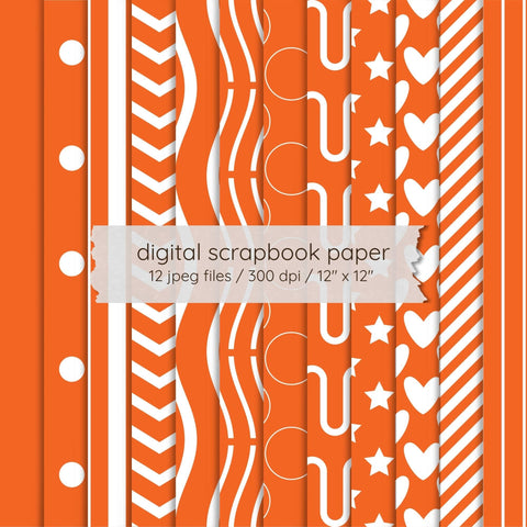 Bright Orange Seamless Patterns - 12x12 Digital Paper Pack for Sublimation, Tumbler Wraps & Scrapbooking - 12 Printable JPEGs, 300 DPI Digital Pattern LKM DigiDesigns 